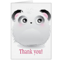 Cute Fluffy Furry White Cartoon Panda Cards