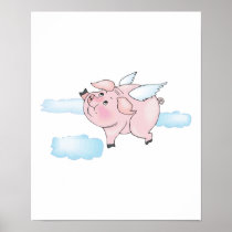 cute flying pig posters