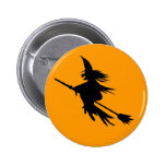 Cute Flying Witch Button for Halloween