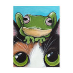 Cute Frog and Tortoiseshell Cat Postcard