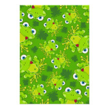 Cute Frog Patterned RSVP Card Invitation
