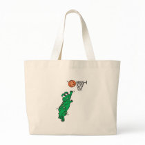 cute frog playing basketball canvas bag