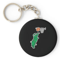 cute frog playing basketball keychain