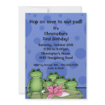 Cute Frogs on Lily Pad 1st Birthday invitations