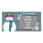 Cute Frosty Snowflakes Snowman Winter Ice Cold Personalised Photo Card