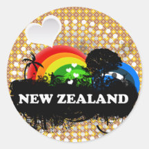 Cute Fruity New Zealand Round Stickers