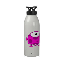 Cute Fuchsia Cartoon Monster Water Bottles