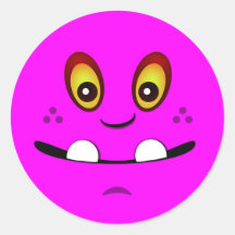 Cute Fuchsia Monster Face w/ an Underbite Stickers