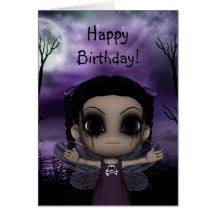 Cute Fun Gothic Fairy Happy Birthday 3 Cards