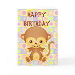 Cute Funky Pattern Monkey Design Birthday Card