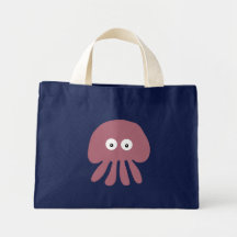 Cute & Funky Pink Cartoon Jellyfish Tote Bag