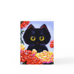 Cute Funny Black Cat Roses Flowers Creationarts
