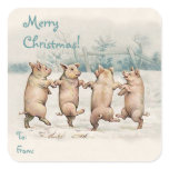 Cute Funny Dancing Pigs "Merry Christmas" Package stickers