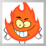 cute funny flame cartoon character print