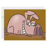 cute funny happy pig in mud cartoon personalized invites