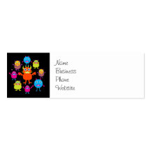 Cute Funny Monster Party Creatures in Circle Business Card Template
