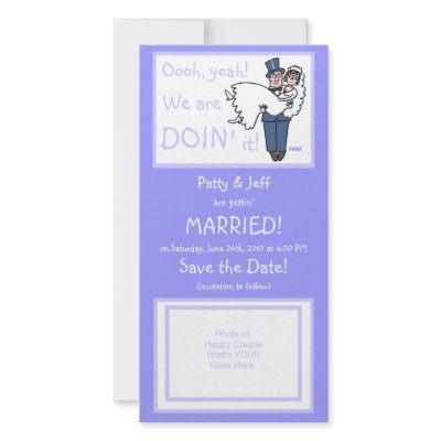 Cute Funny Offbeat Save-The-Date Photo Card by Swisstoons