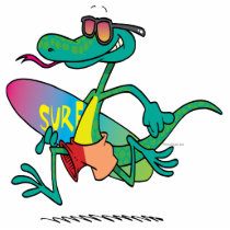 cute funny surfer beach lizard cartoon acrylic cut out