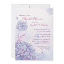 Cute Garden Purple Hydrangea Floral Bridal Shower Custom Announcement