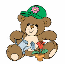 Cute Gardener Bear and Tulip Acrylic Cut Out