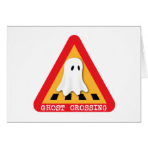 Cute Ghost Crossing Sign Card