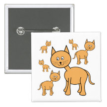 Cute Ginger Cats.  Cat Cartoon. Pinback Button