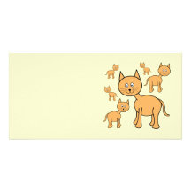 Cute Ginger Cats. Orange Cat Cartoon. Customized Photo Card