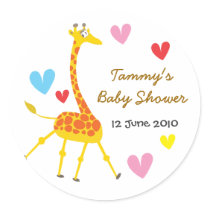 Cute Giraffe Baby Shower Sticker - Customisable