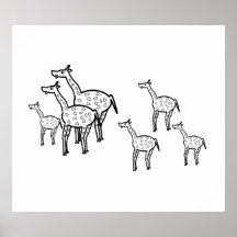 Cute giraffe family poster