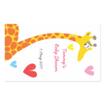 Cute Giraffe Hearts Newborn Baby Shower Sticker