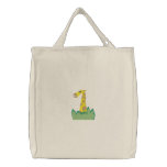 cute giraffe in bushes tote bag embroidered bags