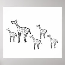 Cute giraffe with babies print