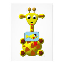 Cute Giraffe with Goldfish Custom Invite