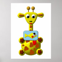 Cute Giraffe with Goldfish