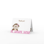 Cute Girl Bambino Monkey Pink Dot Thank you notes
