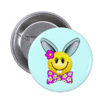 Cute Girl Bunny Smiley Face Pin