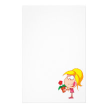 cute girl holding a flower pot stationery paper