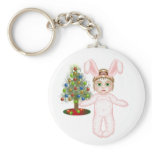 Cute Girl in a Bunny Outfit Christmas Key Chain keychains