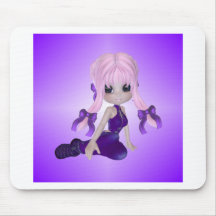 Cute Girl in Purple Clothes Mouse Pad