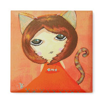 Cute Girl - In The Mood For Cat Magnets