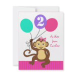Cute Girl Monkey Balloon Note Card invitations