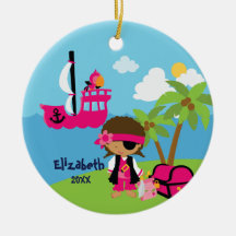 Cute Girl Pirate Christmas Ornament