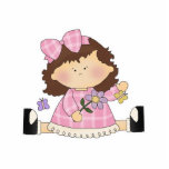 Cute Girl Sitting with Flower and Butterflies photo sculptures