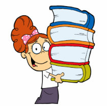 cute girl student with lots of books photo cut outs