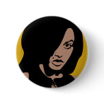 Cute Girl with Black Hair Pinback Buttons