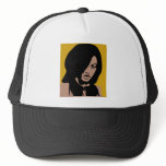 Cute Girl with Black Hair Mesh Hats