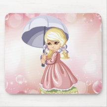 Cute Girl with Umbrella Mousepad