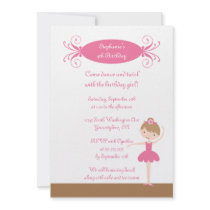 Cute girl's ballerina birthday party invitation
