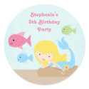 Cute girl's mermaids birthday party stickers