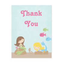 Cute girl's mermaids thank you postcard